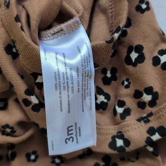 NWT carter's leopard print cotton long sleeve bodysuit diaper shirt 3 months - Picture 4 of 5